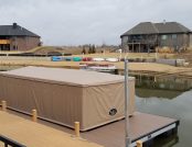 Pontoon boat Cover on a Floating Dock