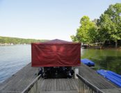 red touchless boat cover, Pontoon Boat Cover.