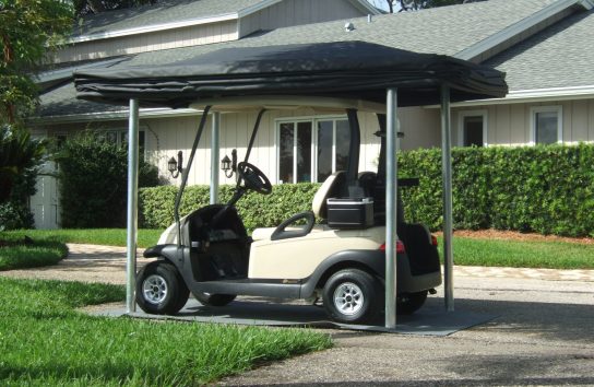 Grey Colored Automatic Cover for a Golf Cart